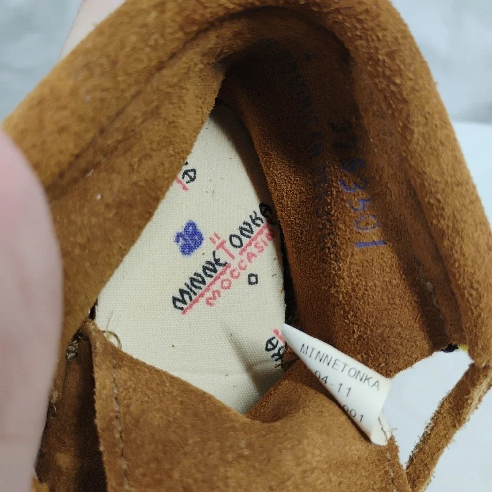 Minnetonka Infant Unisex‎ Size 1 Baby Moccasins Shoes Leather